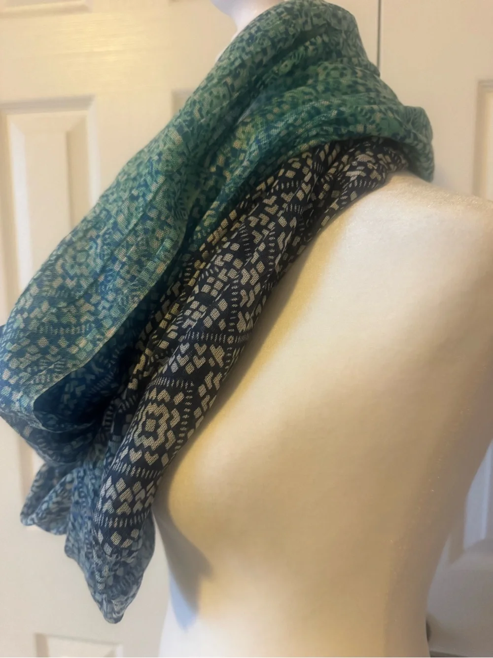 Pier 1 Imports Blue Geometric Infinity Scarf Lightweight Circle Loop Scarf